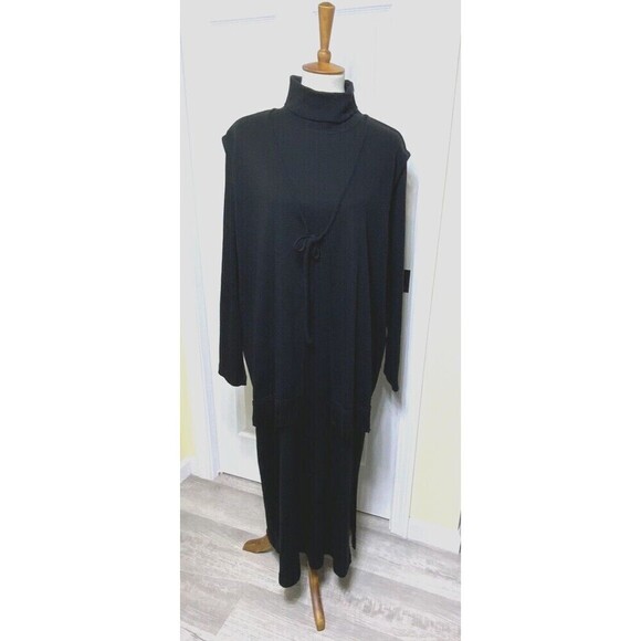 Lennie NY 2-Fer Turtleneck Sweater Vest Dress Black Size XL - Picture 1 of 7